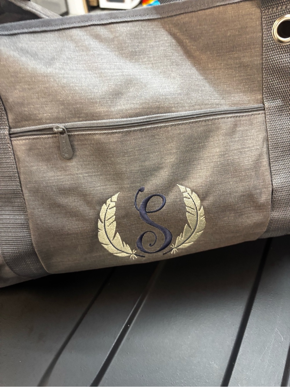 thirty-one Gray Travel Tote with Embroidered Crest - Picture 2 of 6